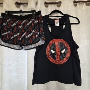 Marvel Black and Red Deadpool Tank and Shorts